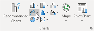 Excel таспасындағы Сызық диаграммасының белгішесі
