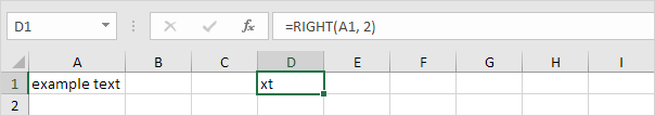 RIGHT функциясы мысалы