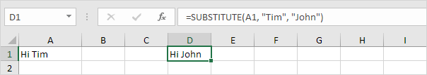 SUBSTITUTE функциясы мысалы