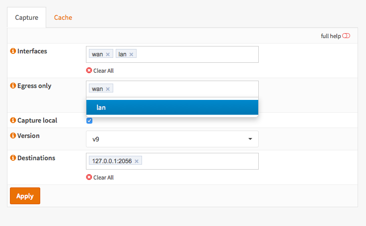 Netflow Exporter Configuration Screenshot