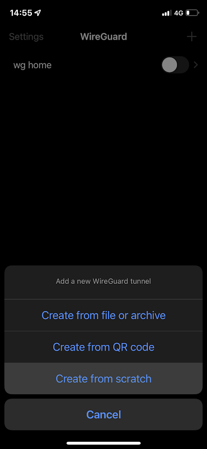 WireGuard iOS Конфигурациясының бірінші қадамы